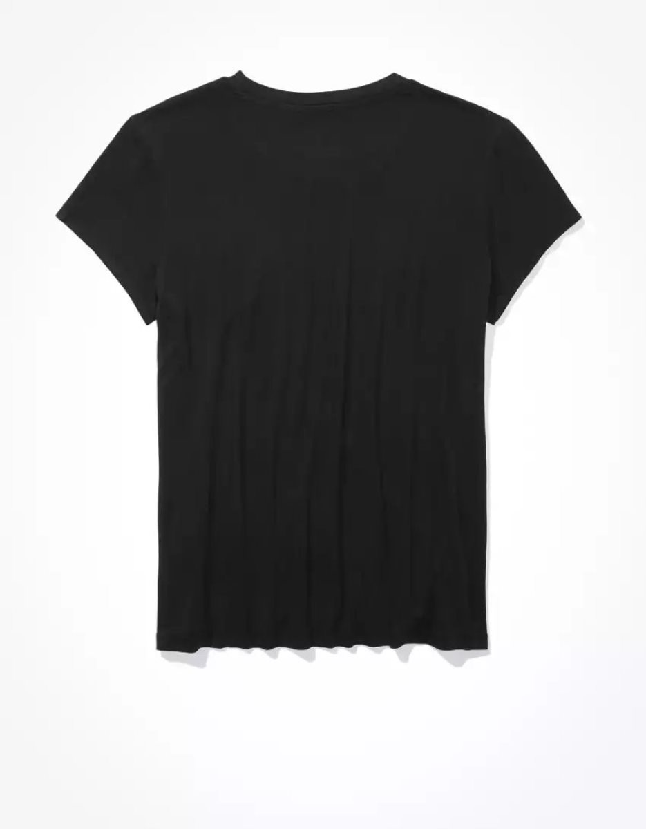 T Shirts American Eagle AE Soft & Sexy Crew Neck Tee Noir Femme | PGT-05782019